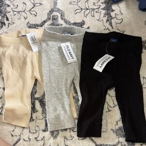 Old Navy Kids Ribbed Leggings - Cream, Gray, Black